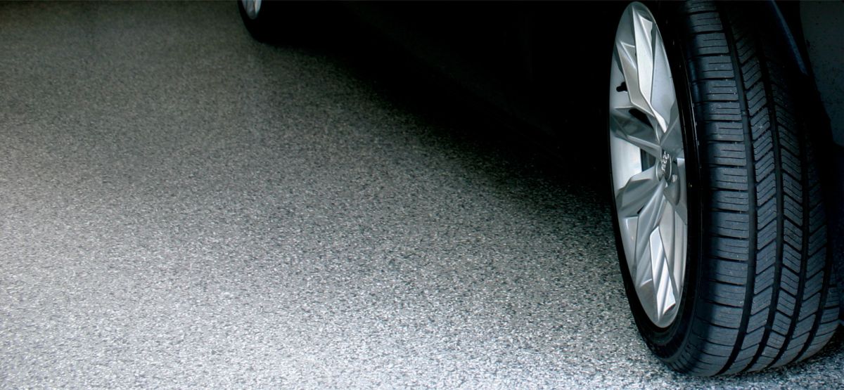 Anderson Painting concrete coatings in a show room