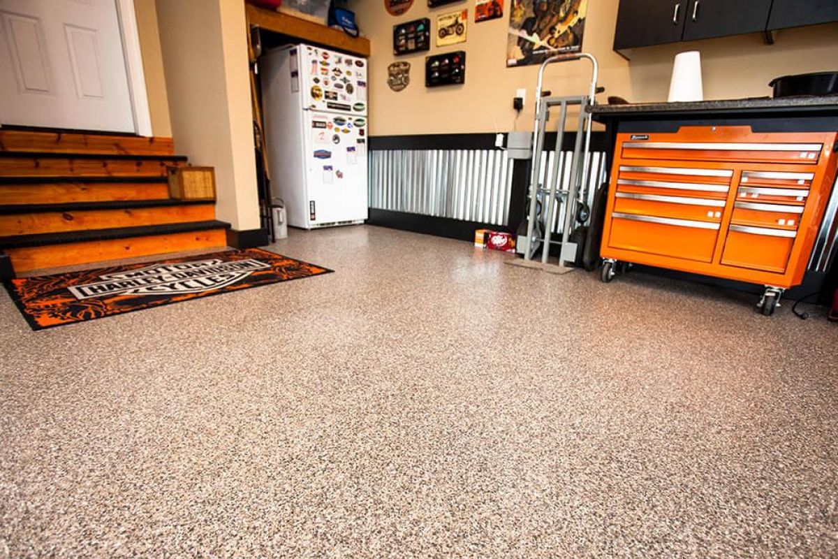 Freshly sealed garage floor