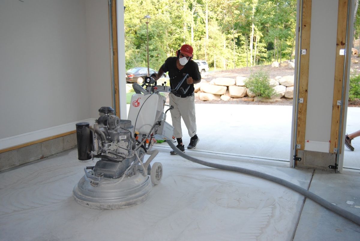 Refinishing a garage floor.