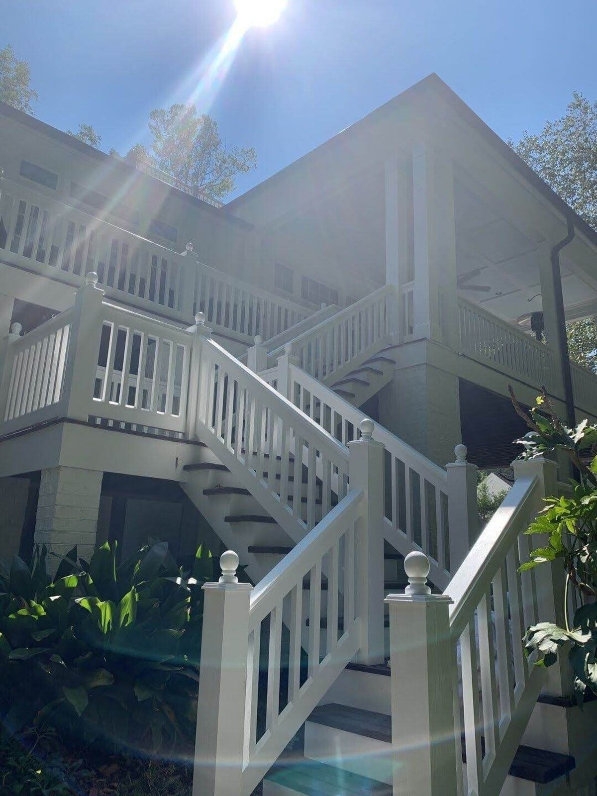 White-painted staircase.